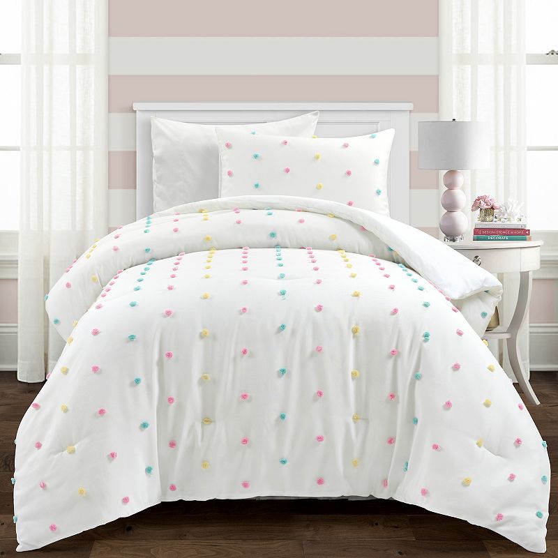 Lush Decor Rainbow Tufted Dot Comforter Set with Shams, Multicolor, Twin