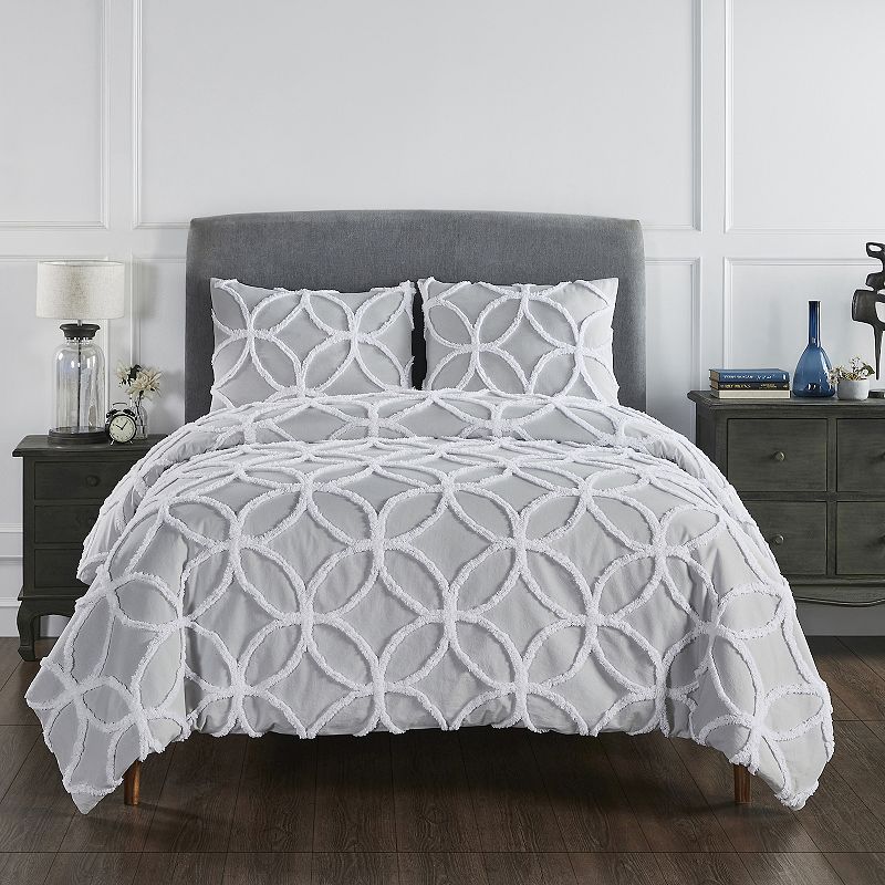 Better Trends Tufted Ring Comforter Set with Shams, Grey, Queen