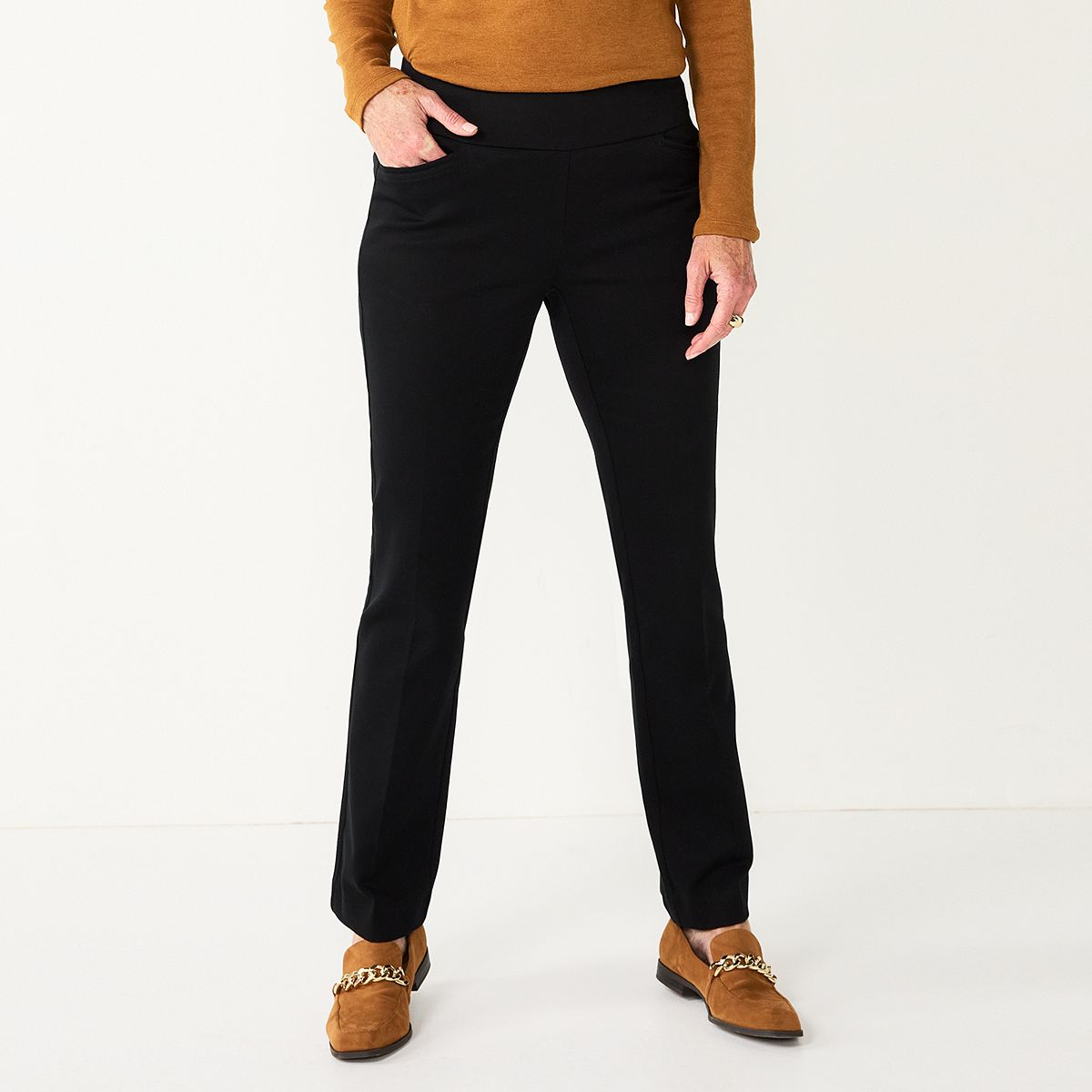 Petite Croft Barrow Effortless Stretch Pull On Bootcut Pants