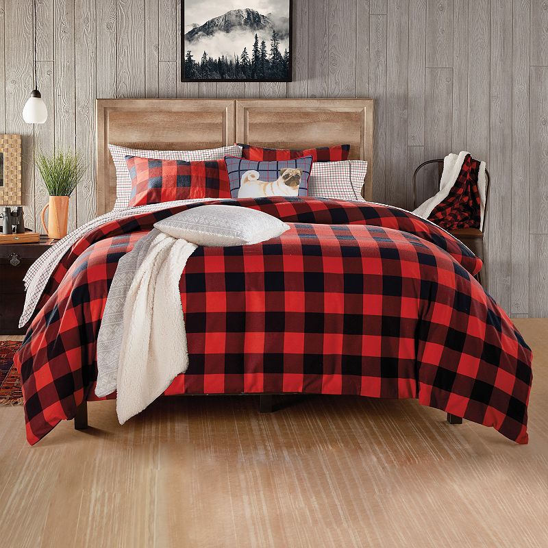 G.H. Bass & Co. Buffalo Check Duvet Cover Set with Shams, Red, Full/Queen