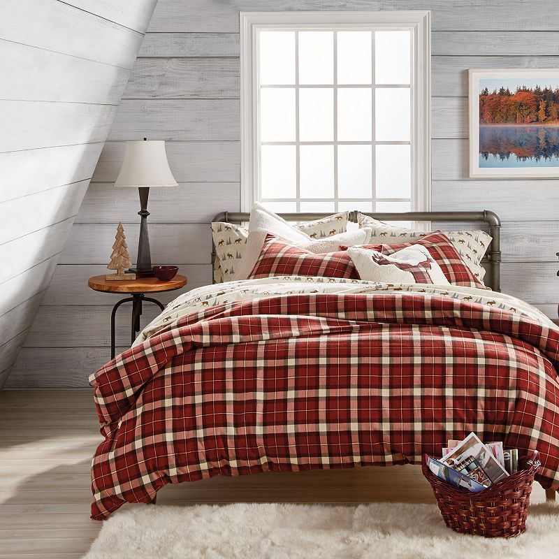 G.H. Bass & Co. Autumn Plaid Duvet Cover Set with Shams, Red, King