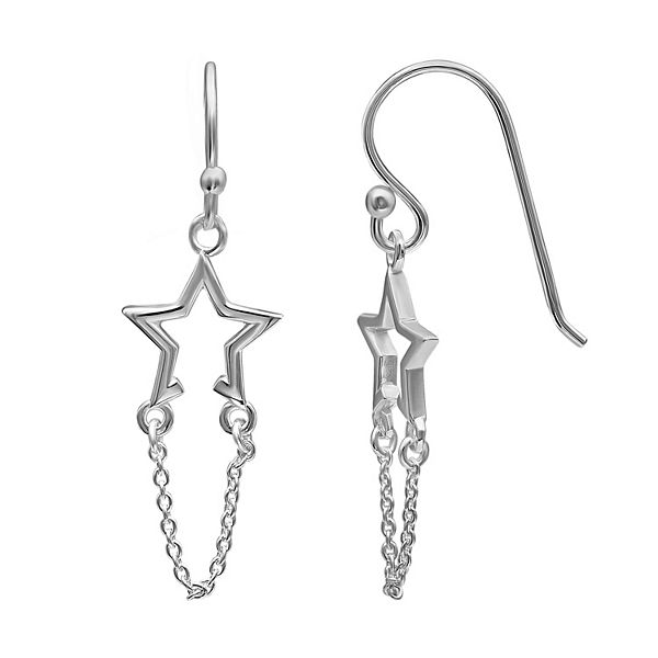 Primrose Sterling Silver Star Chain Drop Earrings
