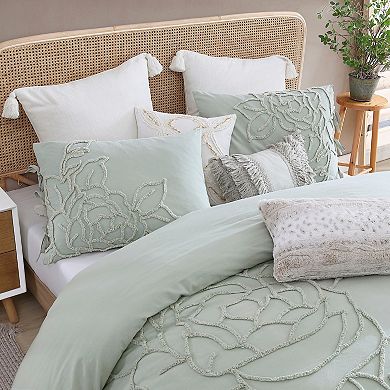 Peri Chenille Rose Duvet Cover Set with Shams