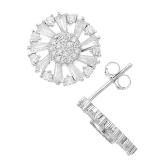 Sterling Silver Cubic Zirconia Wreath Stud Earrings