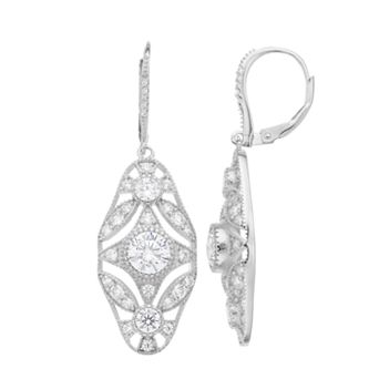 Sterling Silver Cubic Zirconia Vintage Inspired Drop Earrings