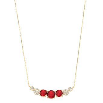 14k Gold Over Silver Red & White Cubic Zirconia 7-Stone Necklace