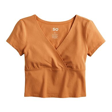 Juniors' SO® Cropped Wrap Tee