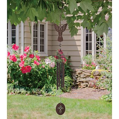 Carson Rustic Angel Silhouette Windchime Wall Decor