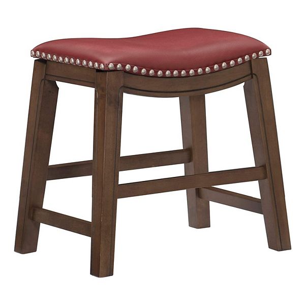 Homelegance 18" Dining Height Wooden Bar Stool Saddle Seat Barstool