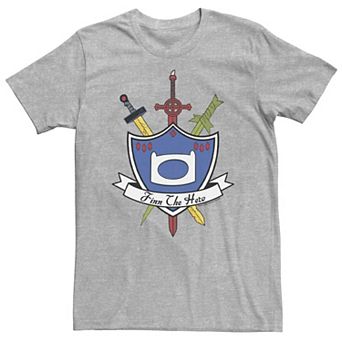Big & Tall Adventure Time Finn The Hero Sword And Shield Banner Tee