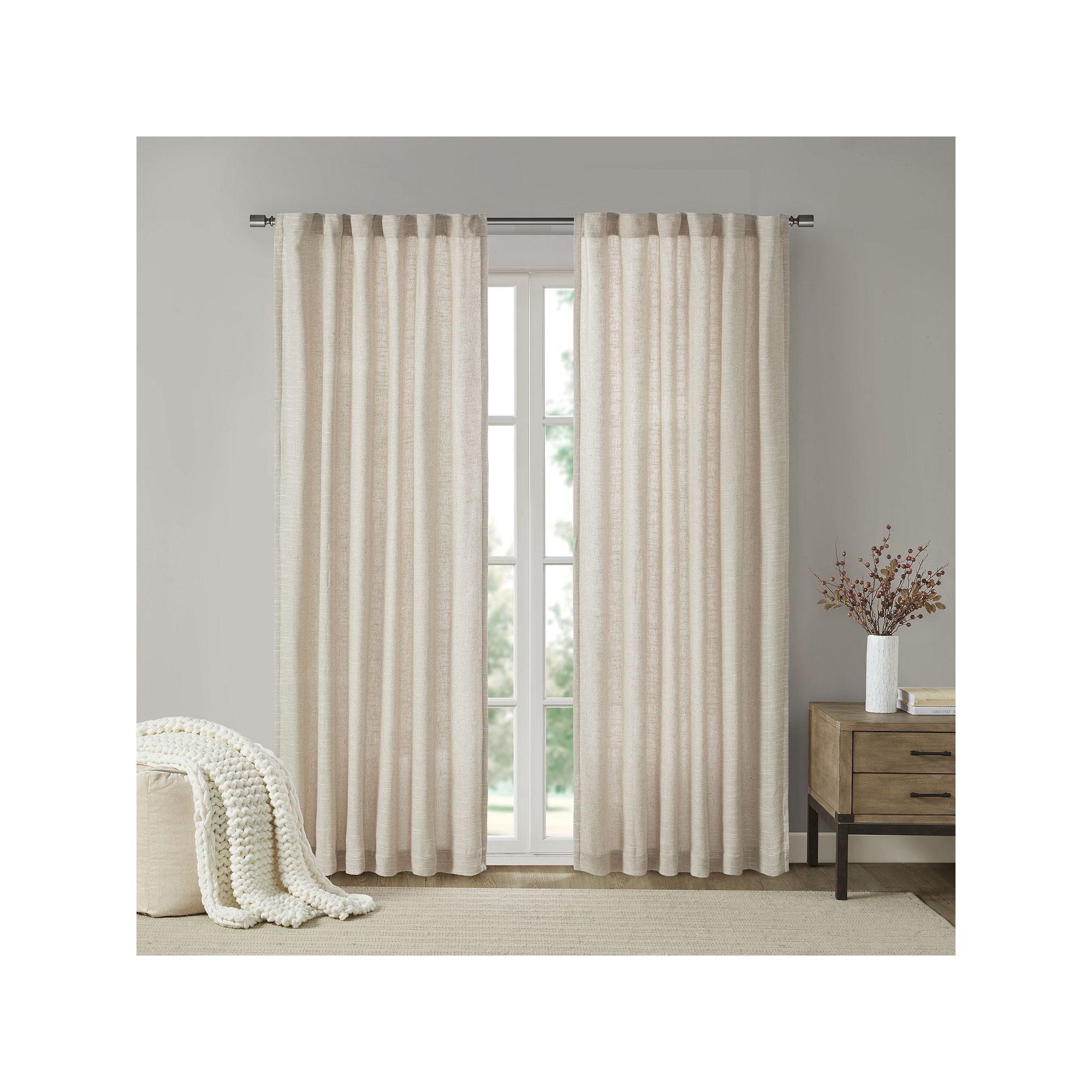 Madison Park 1-panel Barnet Thermal Insulated Faux Linen Light Filtering Ro
