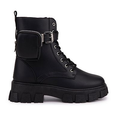 Olivia Miller Anessa Women's Combat Boots with Side Pouch