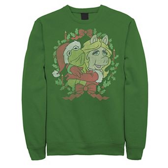 Men's The Muppets Kermit And Miss Piggy Christmas Wreath Tee Sweatshirt