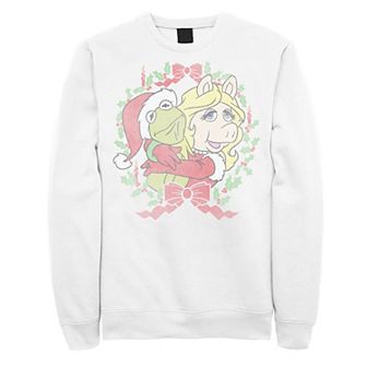Men's The Muppets Kermit And Miss Piggy Christmas Wreath Tee Sweatshirt