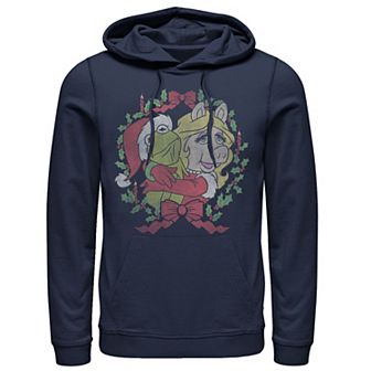 Men's The Muppets Kermit And Miss Piggy Christmas Wreath Hoodie