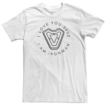 Big & Tall Marvel Avengers Endgame Iron Man I Love You 3000 Quote Circle Logo Tee