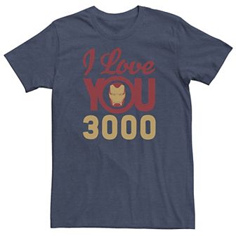 Big & Tall Marvel Avengers Endgame Iron Man I Love You 3000 Helmet Logo Tee