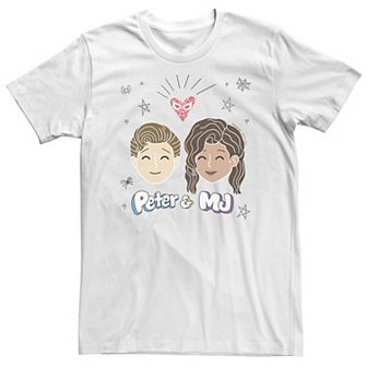 Big & Tall Marvel Spider-Man Far From Home Peter & MJ Cartoon Portrait Tee