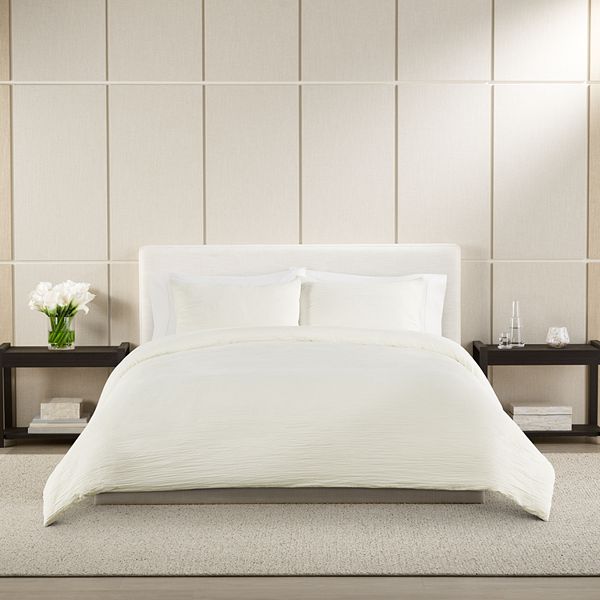 Simply Vera Vera Wang White Jacquard Duvet Cover Set with Shams - White Jacquard (KING)