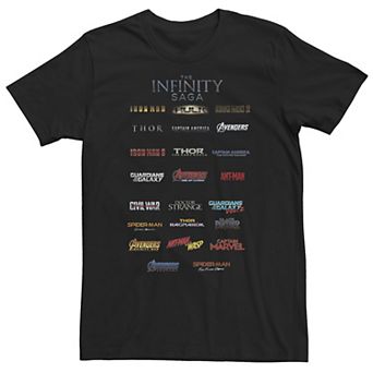 Big & Tall Marvel The Infinity Saga Film Logo Stack Tee