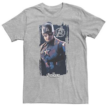 Big & Tall Marvel Avengers Endgame Captain America Logo Poster Tee