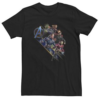 Big & Tall Marvel Avengers Endgame Assembled Team Group Shot Logo Tee