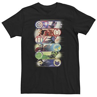 Big & Tall Marvel Avengers Endgame Hero Symbol Colorful Group Shot Poster Tee