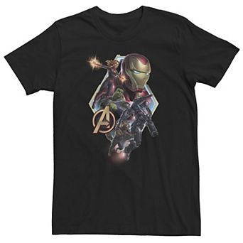 Big & Tall Marvel Avengers Endgame Team Logo Diamond Group Action Pose Tee
