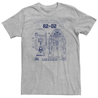 Big & Tall Star Wars R2-D2 Astromech Droid Blue Print Schematic Tee