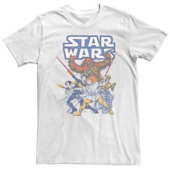 Big & Tall Star Wars Heroes Group Shot Vintage Poster Tee