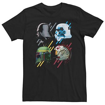 Big & Tall Star Wars Darth Vader Stormtrooper Boba Fett Rebel Helmets Paint B1 Tee