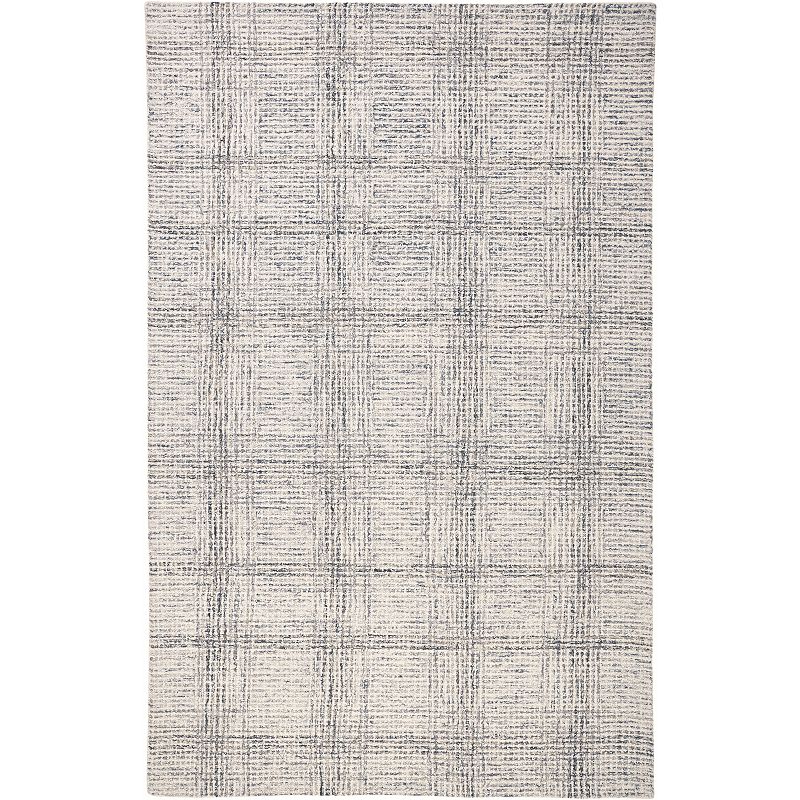 Weave & Wander Natal Modern Minimalist Abstract Plaid Rug, Beig/Green, 8X10 Ft