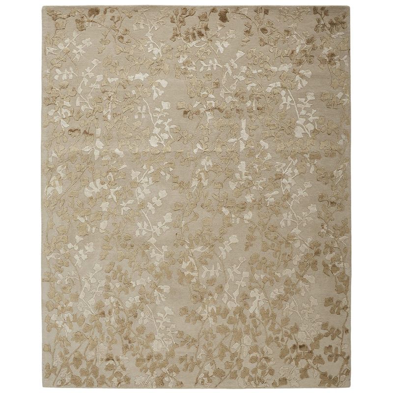 Weave & Wander Khalo Floral Wool Rug, Beig/Green, 8X10 Ft