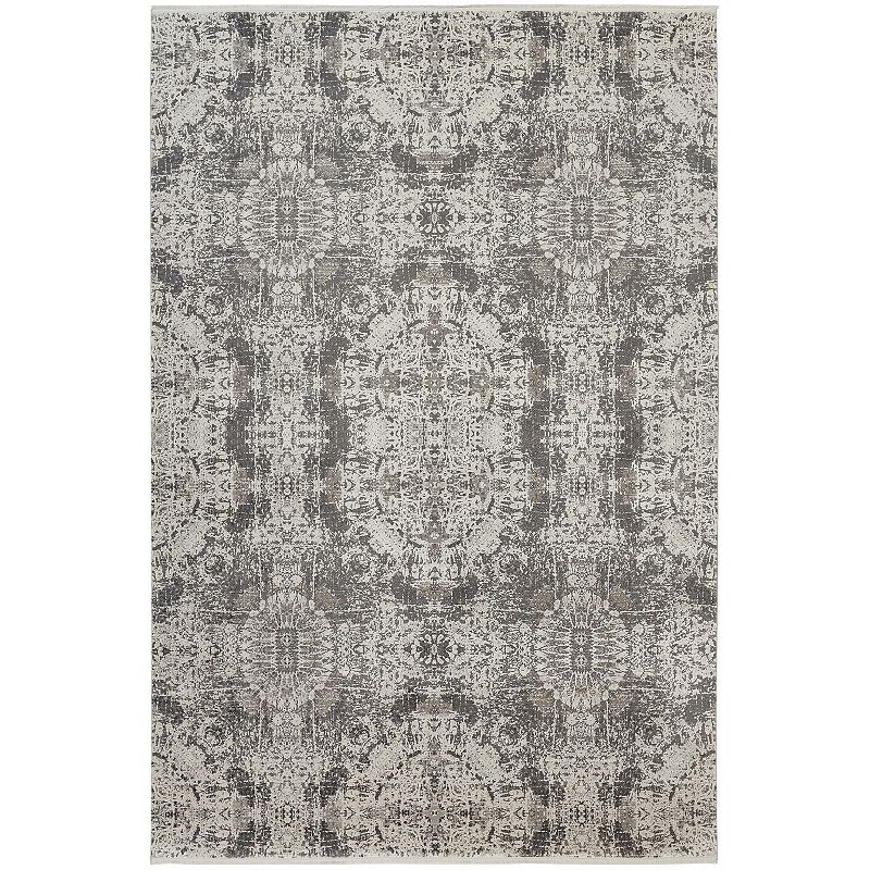 Weave & Wander Lindstra Inkblot Patterned Rug, Grey, 5X8 Ft