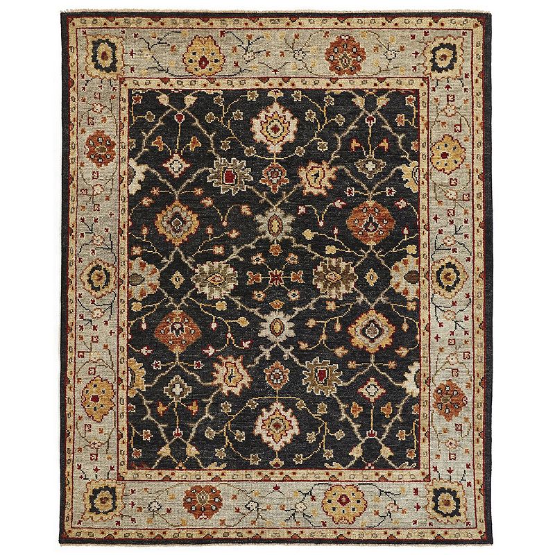 Weave & Wander Irie Traditional Oushak Geometric Floral Rug, Black, 8X10 Ft
