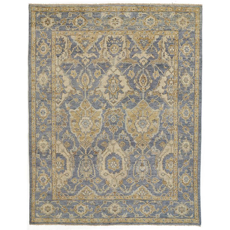 Weave & Wander Irie Traditional Oushak Geometric Floral Rug, Blue, 8X10 Ft