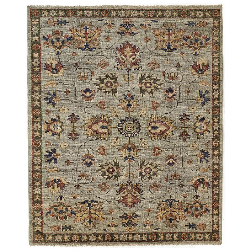Weave & Wander Irie Traditional Oushak Geometric Floral Rug, Grey, 2X3 Ft