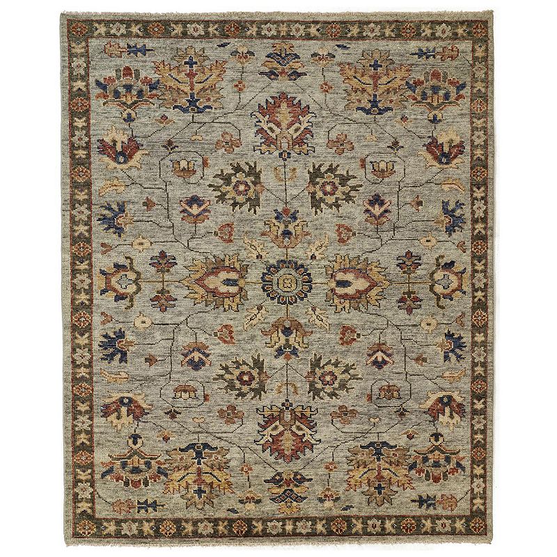 Weave & Wander Irie Traditional Oushak Geometric Floral Rug, Grey, 2X3 Ft