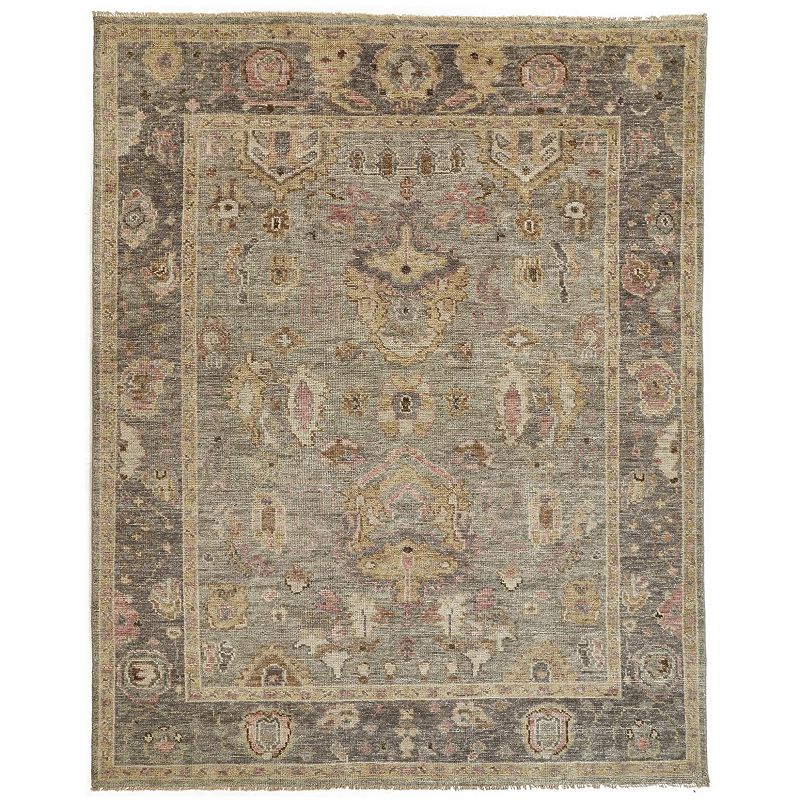 Weave & Wander Irie Traditional Oushak Geometric Floral Rug, Grey, 5.5X8.5 Ft