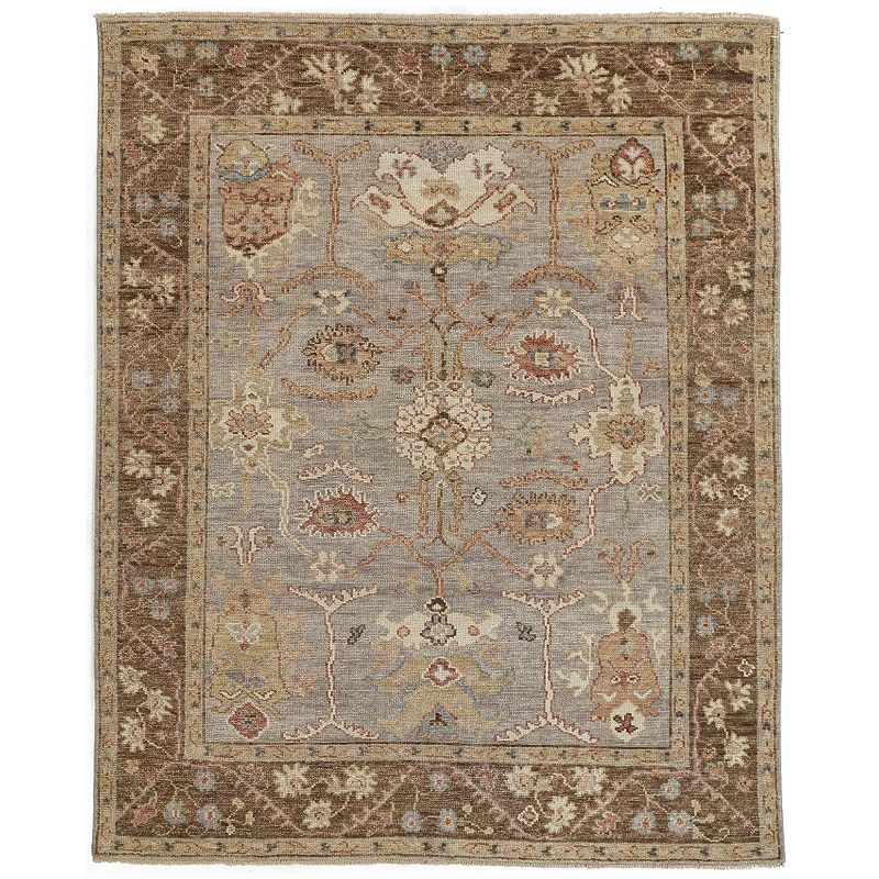 Weave & Wander Irie Traditional Oushak Geometric Floral Rug, Grey, 2X3 Ft