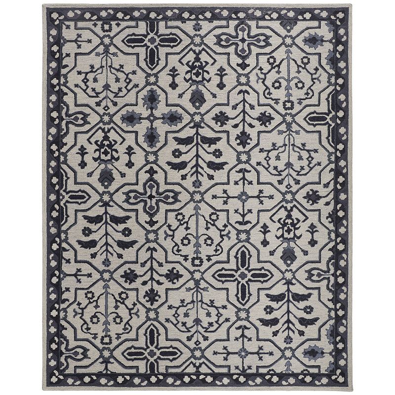 Weave & Wander Faris Rustic Farmhouse Flora Fauna Rug, Grey, 5X8 Ft