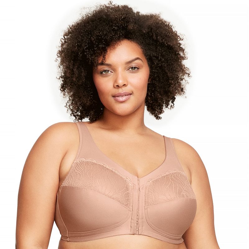 Plus Size Glamorise Full-Figure MagicLift Front-Close Wireless Bra 1210, Women's, Size: 46 F, Cappuccino