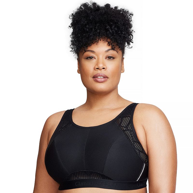 Plus Size Glamorise Full-Figure Wireless No-Sweat Mesh Sports Bra 1068, Women's, Size: 42 F, Black