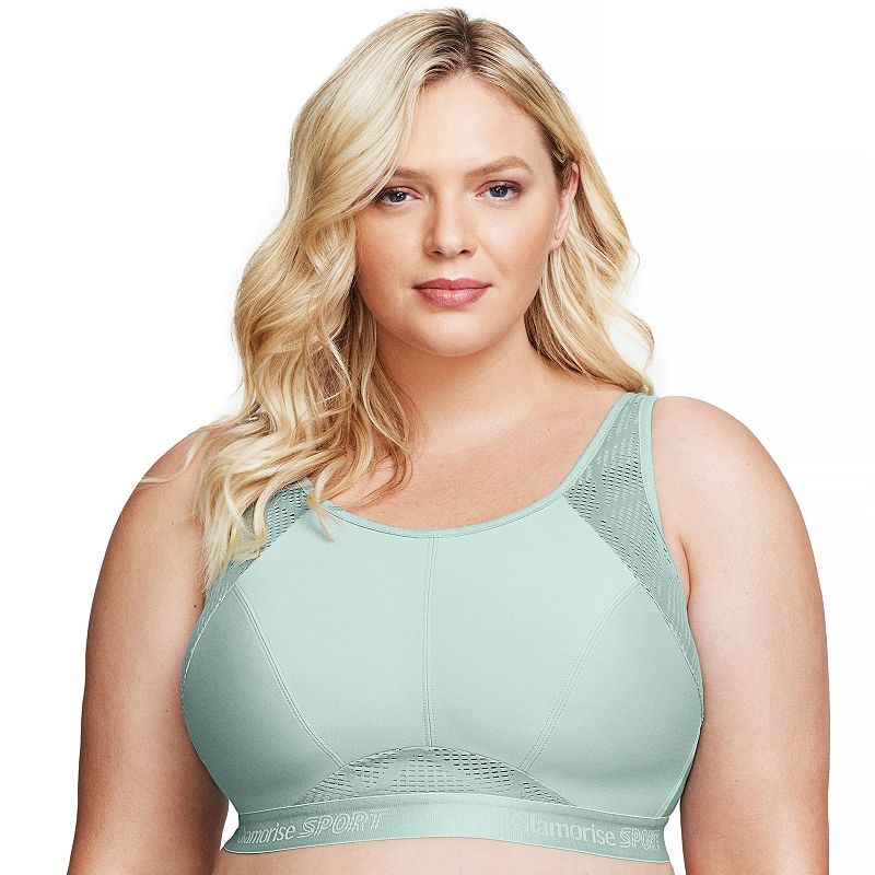 Plus Size Glamorise Full-Figure Wireless No-Sweat Mesh Sports Bra 1068, Women's, Size: 40 Dd, Green