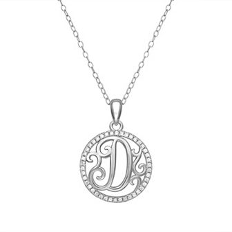 PRIMROSE Sterling Silver Cubic Zirconia Initial Pendant Necklace