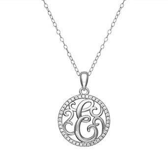 PRIMROSE Sterling Silver Cubic Zirconia Initial Pendant Necklace
