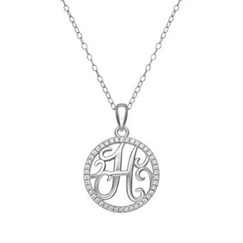PRIMROSE Sterling Silver Cubic Zirconia Initial Pendant Necklace