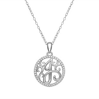 PRIMROSE Sterling Silver Cubic Zirconia Initial Pendant Necklace