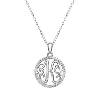 PRIMROSE Sterling Silver Cubic Zirconia Initial Pendant Necklace
