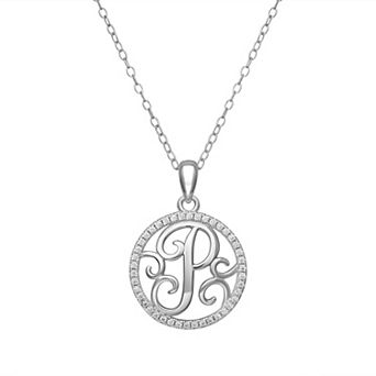 PRIMROSE Sterling Silver Cubic Zirconia Initial Pendant Necklace